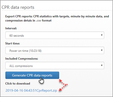 On the Exports page, click 'Generate CPR data reports'.